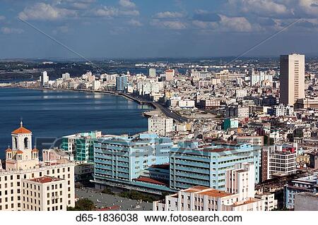 Cuba, Havana, Vedado, elevated view of the Hotel Nacional and the Malecon View Large Photo Image Stock Photo - Cuba, Havana, Vedado, elevated view of the Hotel Nacional and the Malecon. Fotosearch
