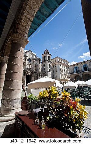 Stock Image - Cuba, Havana Vieja, Plaza de la Catedral. Fotosearch