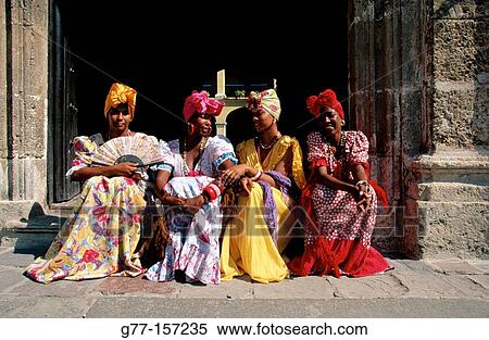 Cuba. Havana. Women in old cuban costumes in Cathedral Square View Large Photo Image Stock Photography - Cuba. Havana. Women in old cuban costumes in Cathedral Square. Fotosearch