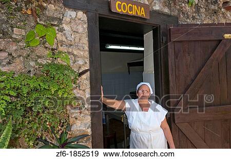 Cuba Las Terrazas in Sierra del Rosario old coffee plantation kitchen cocina with woman chef in mountains View Large Photo Image Stock Photo - Cuba Las Terrazas in Sierra del Rosario old coffee plantation kitchen cocina with woman chef in mountains. Fotosearch