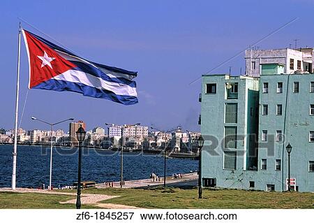 Stock Photo - Cuban Flag Abstract at Malecon from Nacional Hotel Havana Cuba. Fotosearch