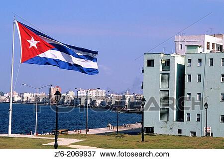 Stock Photo - Cuban Flag Abstract at Malecon from Nacional Hotel Havana Cuba.. Fotosearch