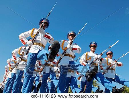 Stock Image - Cubans soldiers in a parade in Havana. Fotosearch