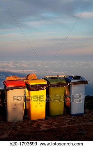 Cubes of separate collection, Roque de los Muchachos, Caldera de Taburiente National Park, La Palma, Canary Islands, Spain. View Large Photo Image Stock Photo - Cubes of separate collection, Roque de los Muchachos, Caldera de Taburiente National Park, La Palma, Canary Islands, Spain.. Fotosearch