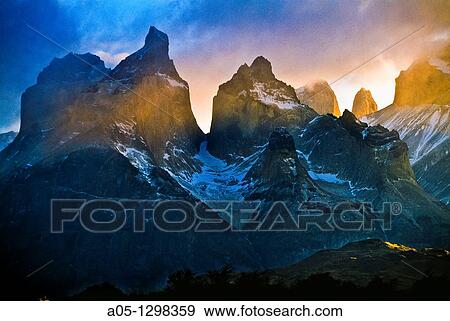 Cuernos del Paine Torres del Paine National Park UNESCO World Biosphere Reserve, Patagonia, Chile, South America. View Large Photo Image Stock Photo - Cuernos del Paine Torres del Paine National Park UNESCO World Biosphere Reserve, Patagonia, Chile, South America.. Fotosearch