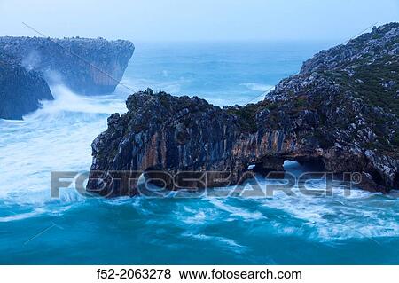 Cuevas del Mar beach, Llanes council, Cantabrian sea, Asturias, Spain, Europe. View Large Photo Image Stock Photo - Cuevas del Mar beach, Llanes council, Cantabrian sea, Asturias, Spain, Europe.. Fotosearch