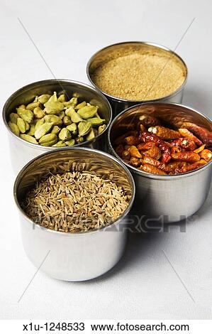 Cumin Seeds Cardamom Pods Birds Eye Chillis and Ground Coriander View Large Photo Image Stock Image - Cumin Seeds Cardamom Pods Birds Eye Chillis and Ground Coriander. Fotosearch