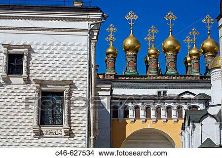 Cupolas of the Terem Churches, Kremlin, Moscow, Russia View Large Photo Image Picture - Cupolas of the Terem Churches, Kremlin, Moscow, Russia. Fotosearch