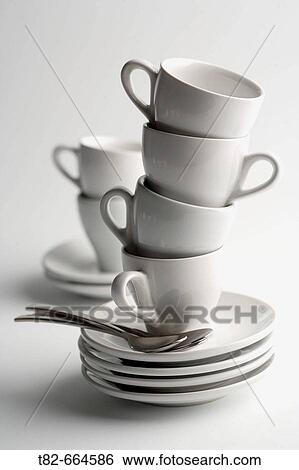 Cups, saucers and spoons View Large Photo Image Stock Photograph - Cups, saucers and spoons. Fotosearch