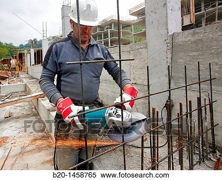 Cutting rebar, grinder, construction site, Eskoriatza, Gipuzkoa, Euskadi, Spain View Large Photo Image Stock Photography - Cutting rebar, grinder, construction site, Eskoriatza, Gipuzkoa, Euskadi, Spain. Fotosearch