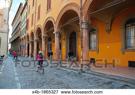 Cycling in Quadrilatero district central Bologna city Emilia-Romagna region northern Italy Europe View Large Photo Image Stock Photo - Cycling in Quadrilatero district central Bologna city Emilia-Romagna region northern Italy Europe. Fotosearch