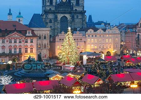 Stock Photo - czech republic, prague - christmas market at the old town square. Fotosearch