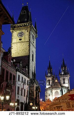 Czech Republic, Prague, Old Town Hall, Tyn Church View Large Photo Image Stock Image - Czech Republic, Prague, Old Town Hall, Tyn Church. Fotosearch