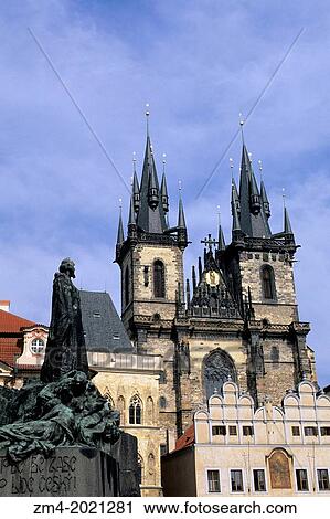 CZECH REPUBLIC, PRAGUE, OLD TOWN SQUARE WITH GOTHIC CHURCH OF OUR LADY BEFORE TYN, JOHN HUSS MEMORIAL. View Large Photo Image Stock Image - CZECH REPUBLIC, PRAGUE, OLD TOWN SQUARE WITH GOTHIC CHURCH OF OUR LADY BEFORE TYN, JOHN HUSS MEMORIAL.. Fotosearch
