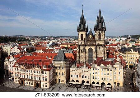 Czech Republic, Prague, Old Town Square, Tyn Church View Large Photo Image Stock Photo - Czech Republic, Prague, Old Town Square, Tyn Church. Fotosearch