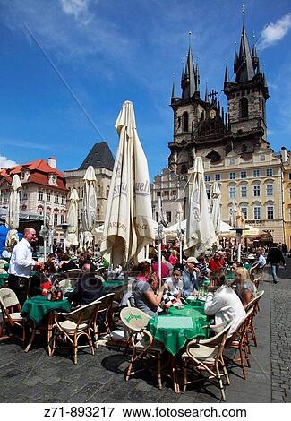 Czech Republic, Prague, Old Town Square, cafe, people View Large Photo Image Stock Photo - Czech Republic, Prague, Old Town Square, cafe, people. Fotosearch