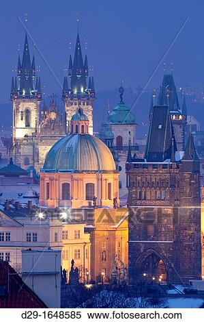 czech republic, prague - spires of the old town at dusk View Large Photo Image Stock Photography - czech republic, prague - spires of the old town at dusk. Fotosearch