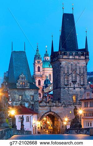 Stock Photo - Czech Republic. Prague. The Old Town. View from Charles Bridge.. Fotosearch