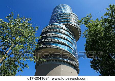 D-Bochum, Ruhr area, Westphalia, North Rhine-Westphalia, NRW, Exzenter House Bochum, architect Gerhard Spangenberg, commercial tower, overbuilds a round bunker. View Large Photo Image Picture - D-Bochum, Ruhr area, Westphalia, North Rhine-Westphalia, NRW, Exzenter House Bochum, architect Gerhard Spangenberg, commercial tower, overbuilds a round bunker.. Fotosearch