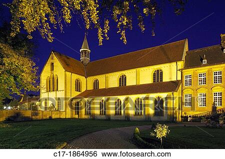 D-Harsewinkel, Ems, Emssandebene, Westphalian Lowland, Muensterland, East Westphalia, Westphalia, North Rhine-Westphalia, NRW, D-Harsewinkel-Marienfeld, Cistercian monastery Marienfeld, abbey church and Old Abbey, evening, illumination View Large Photo Image Stock Photograph - D-Harsewinkel, Ems, Emssandebene, Westphalian Lowland, Muensterland, East Westphalia, Westphalia, North Rhine-Westphalia, NRW, D-Harsewinkel-Marienfeld, Cistercian monastery Marienfeld, abbey church and Old Abbey, evening, illumination. Fotosearch