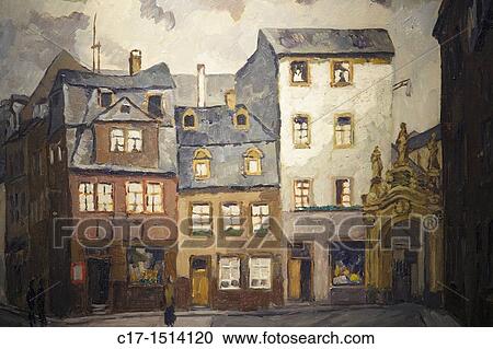 D-Koblenz, Rhine, Moselle, Maifeld, Eifel, Hunsrueck, Westerwald, Rhineland-Palatinate, old town, Middle Rhine Museum, Altes Kaufhaus, Kauf und Danzhaus, art exhibition, exhibit, oil painting, Weissergasse by Hanns Sprung View Large Photo Image Stock Image - D-Koblenz, Rhine, Moselle, Maifeld, Eifel, Hunsrueck, Westerwald, Rhineland-Palatinate, old town, Middle Rhine Museum, Altes Kaufhaus, Kauf und Danzhaus, art exhibition, exhibit, oil painting, Weissergasse by Hanns Sprung. Fotosearch