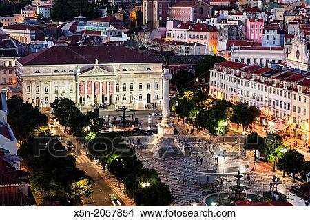 Picture - D. Pedro IV Square, Lisbon, Portugal, Europe.. Fotosearch