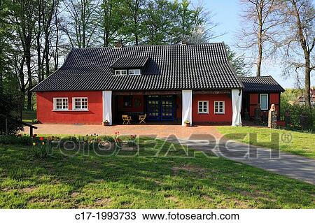 Stock Image - D-Werther (Westfalen), Ravensberger Mulde, Ravensberger Huegelland, TERRA. vita Nature Park, Teutoburgian Forest, East Westphalia, North Rhine-Westphalia, NRW, D-Werther-Arrode, Peter August Boeckstiegel House, residential house.. Fotosearch