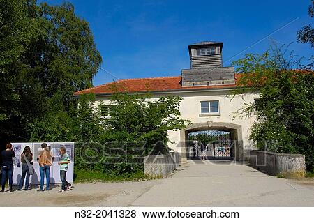 Dachau, Near Munich, Concentration Camp, Memorial Site, Main gate, Bavaria, Germany, Europe. View Large Photo Image Stock Photo - Dachau, Near Munich, Concentration Camp, Memorial Site, Main gate, Bavaria, Germany, Europe.. Fotosearch