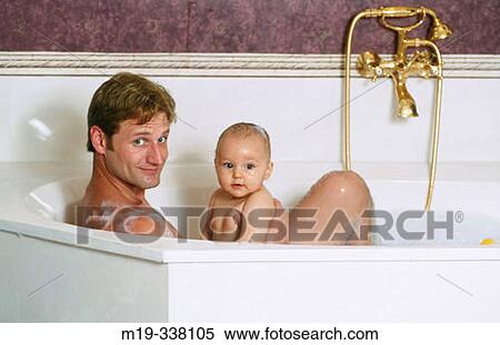 dad with baby in bath tub View Large Photo Image Stock Photography - dad with baby in bath tub. Fotosearch