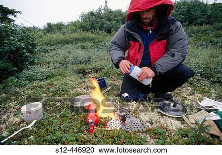 Stock Image - Daily cooking. Denali National Park. Alaska. USA.. Fotosearch