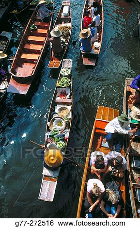 Damnoen Saduak Floating Market. Bangkok. Thailand View Large Photo Image Stock Photograph - Damnoen Saduak Floating Market. Bangkok. Thailand. Fotosearch