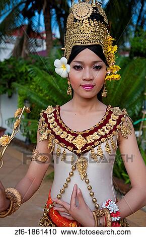 Dancer in native traditional gold ancient dance costume in Siem Reap Cambodia Asia View Large Photo Image Stock Image - Dancer in native traditional gold ancient dance costume in Siem Reap Cambodia Asia. Fotosearch