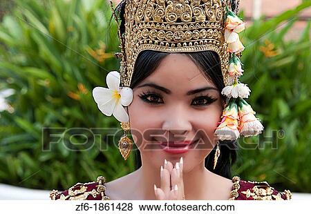 Dancer in native traditional gold ancient dance costume in Siem Reap Cambodia Asia View Large Photo Image Stock Photo - Dancer in native traditional gold ancient dance costume in Siem Reap Cambodia Asia. Fotosearch
