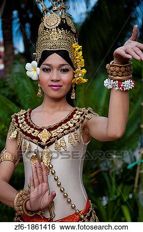 Dancer in native traditional gold ancient dance costume in Siem Reap Cambodia Asia View Large Photo Image Stock Photograph - Dancer in native traditional gold ancient dance costume in Siem Reap Cambodia Asia. Fotosearch