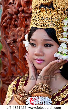 Dancer in native traditional gold ancient dance costume in Siem Reap Cambodia Asia View Large Photo Image Stock Photography - Dancer in native traditional gold ancient dance costume in Siem Reap Cambodia Asia. Fotosearch