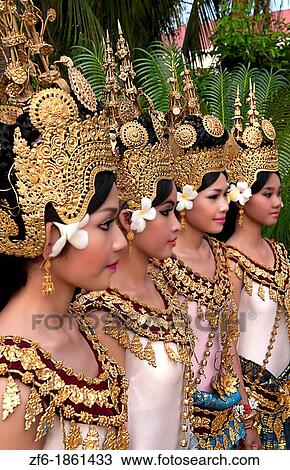 Dancers in native traditional gold ancient dance costume in Siem Reap Cambodia Asia View Large Photo Image Stock Image - Dancers in native traditional gold ancient dance costume in Siem Reap Cambodia Asia. Fotosearch