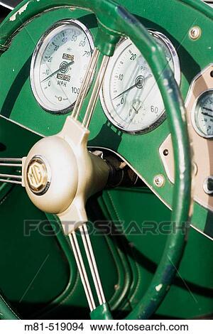 Dashboard detail of 1950's MG TD car. Oak Bay, British Columbia, Canada, 18 March 2006. View Large Photo Image Picture - Dashboard detail of 1950's MG TD car. Oak Bay, British Columbia, Canada, 18 March 2006.. Fotosearch