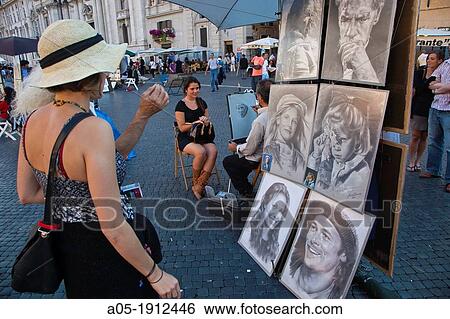 Day life in Navona Square, Rome, Lazio, Italy. View Large Photo Image Stock Photograph - Day life in Navona Square, Rome, Lazio, Italy.. Fotosearch