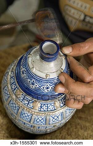 decoration with lead or silver, pottery, Fes, Morocco, North Africa View Large Photo Image Stock Image - decoration with lead or silver, pottery, Fes, Morocco, North Africa. Fotosearch