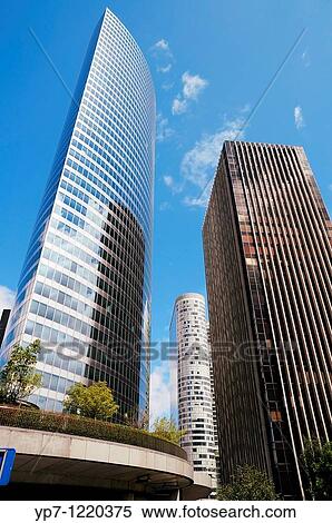 Defence business district buildings in Paris, France vertical View Large Photo Image Stock Photography - Defence business district buildings in Paris, France vertical. Fotosearch