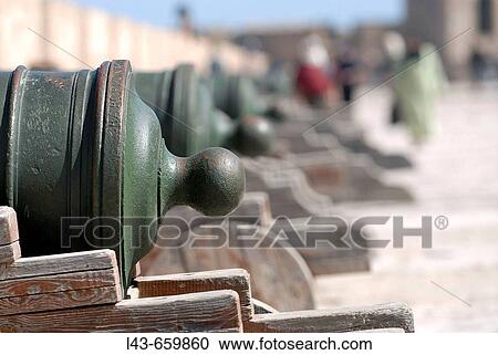 Stock Image - Defensive walls in Essaouira. Morocco. Fotosearch
