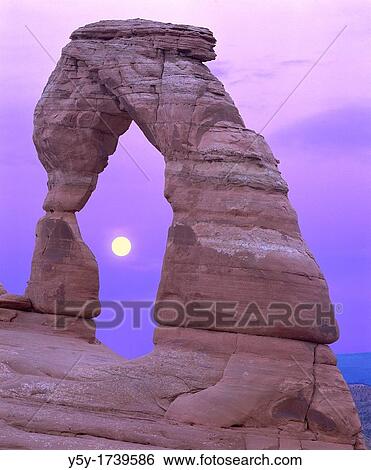 Delicate Arch with full moon Arches National Park, Utah View Large Photo Image Stock Photograph - Delicate Arch with full moon Arches National Park, Utah. Fotosearch