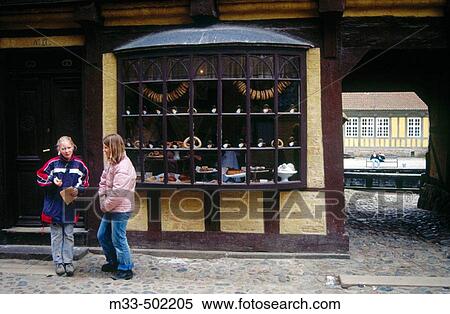 Stock Photography - Den Gamle By (The Old Hamlet), reconstruction of old Danish villages in XIXth century. Aarhus. Denmark.. Fotosearch