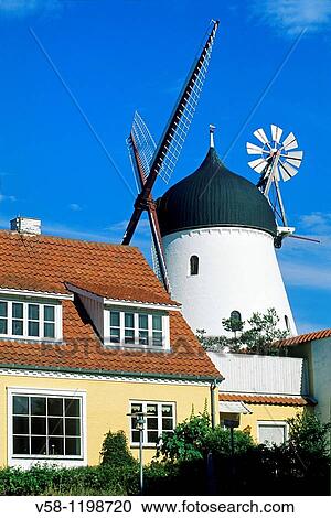 Stock Image - Denmark, Bornholm Island, Gudhjem village. Fotosearch