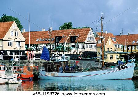Stock Photograph - Denmark, Bornholm Island, Svaneke harbour. Fotosearch