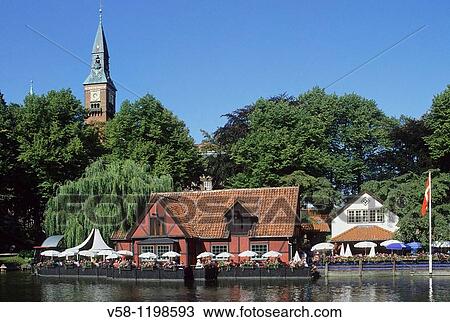 Stock Image - Denmark, Copenhagen, Tivoli Amusement park. Fotosearch