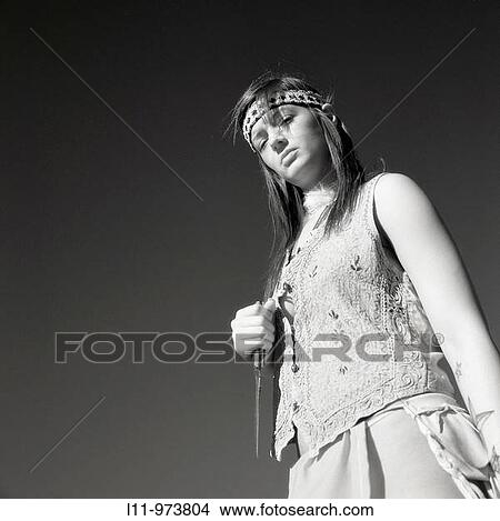 Picture - Depiction of indigenous woman, american plains; circa 1870.. Fotosearch