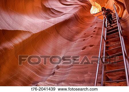 descending into Lower Antelope Canyon, Page, Arizona. View Large Photo Image Stock Photo - descending into Lower Antelope Canyon, Page, Arizona.. Fotosearch