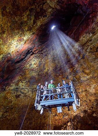 Stock Image - Descending into Thrihnukagigur- Three Peaks Cratero, Blafjoll Mountain, Iceland. Fotosearch