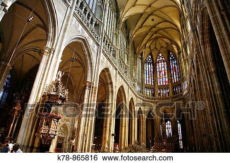 Detail inside the St Vitus Cathedral at the Castle, Hradcany the castle district, Prague, Czech Republic View Large Photo Image Stock Photograph - Detail inside the St Vitus Cathedral at the Castle, Hradcany the castle district, Prague, Czech Republic. Fotosearch